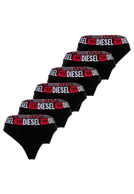 Танга с лого на талията - 6 чифта - Черен