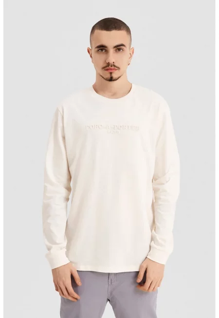 Унисекс памучна блуза - Мръснобял