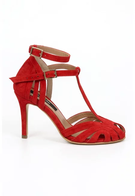 Велурени сандали Daring - Червен
