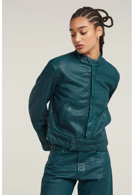 Яке Biker от деним - Петролно синьо