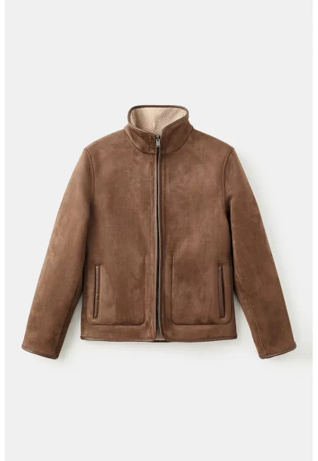 Яке с цип и скосени джобове - Кафяв