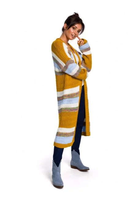 Жилетка на райе - Акрил - Сив/Кафяв/Бял/Син