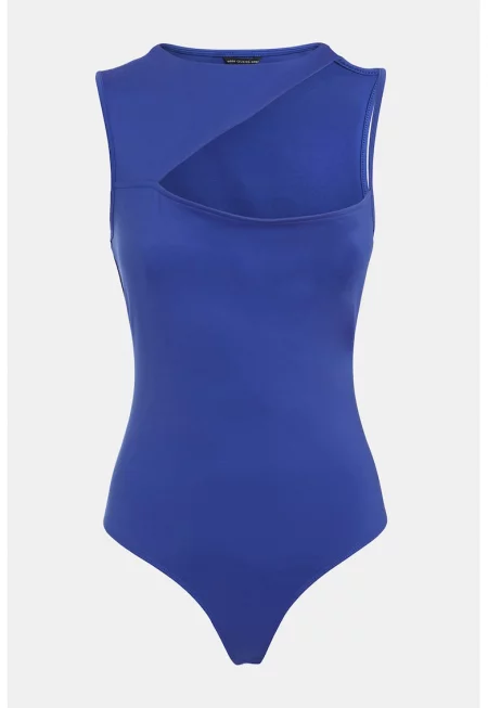 Боди с асиметрично деколте - Син