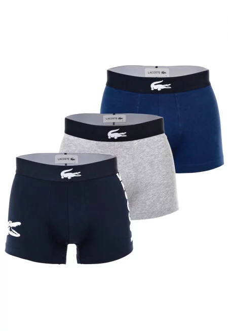 Боксерки с памук с лого - 3 чифта - Сив/Тъмносин