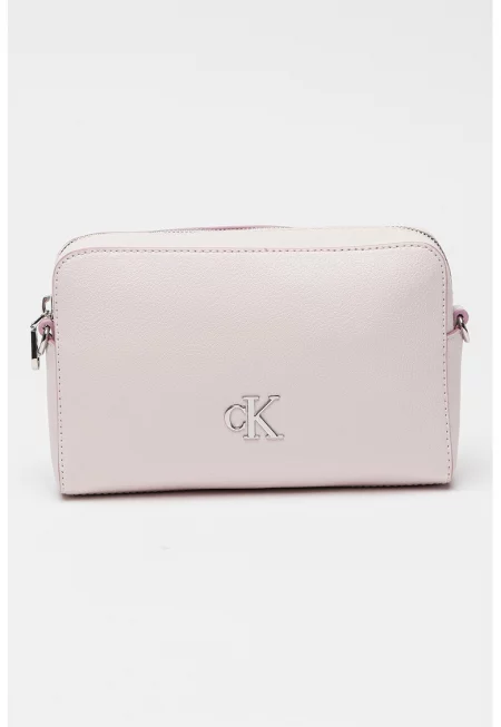 Чанта през рамо от еко кожа с лого - Лилав