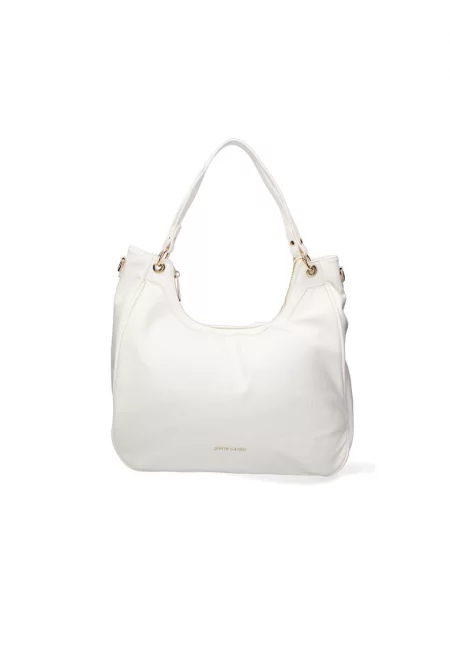 Чанта за рамо от еко кожа с отделяща се презрамка - Бял