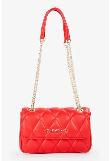 Чанта за рамо от капитонирана еко кожа - Червен