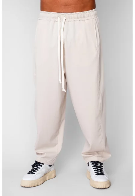Дълги прави панталони Oversized от 100% Памук - 400гр/кв.м Premium Edition Бежово 20251