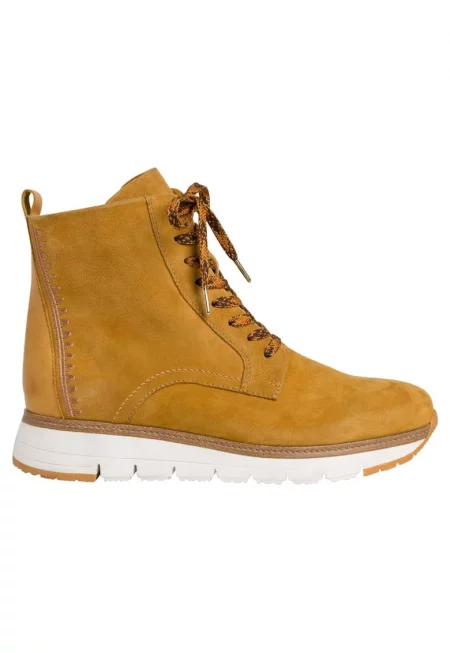 Дамски боти с връзки -  Велур - Светло кафяво -