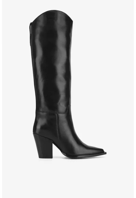 Дамски ботуши  5905588853473 - Естествена кожа - Черни - Черен