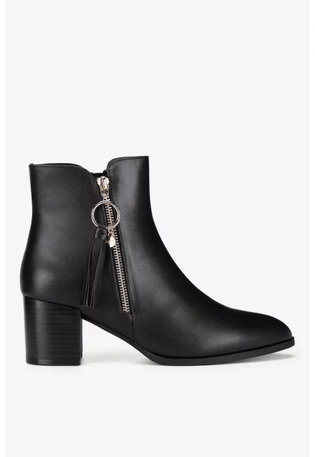 Дамски ботуши  5905588888055 - Естествена кожа - Черен - Черен