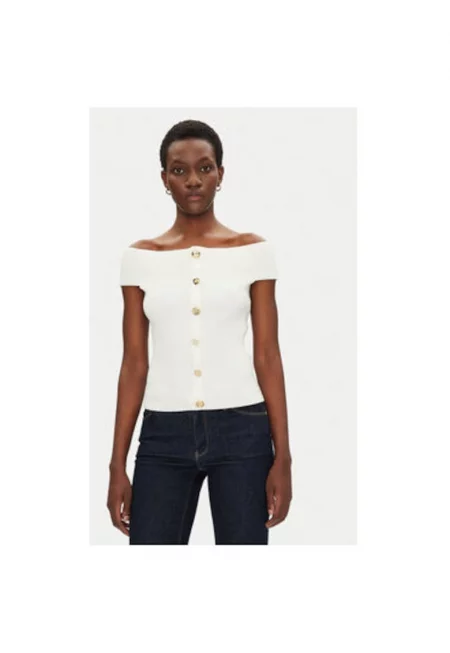 Дамски пуловер  251-MDONA - Вискоза/Полиамид - Бял