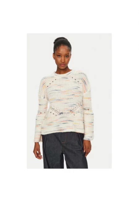 Дамски пуловер -  304891366 - Вълна/Полиамид - Бежов