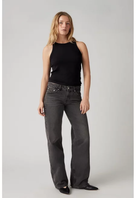 Дънки с 5 джоба и широки крачоли - Tъмносив