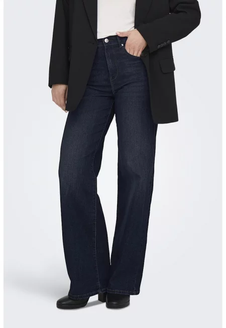 Дънки с широк крачол и висока талия - Ултрамарин синьо