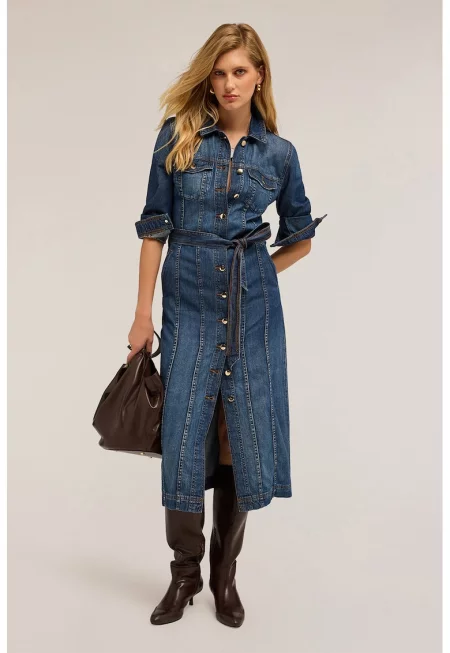 Дънкова рокля-риза с лиосел