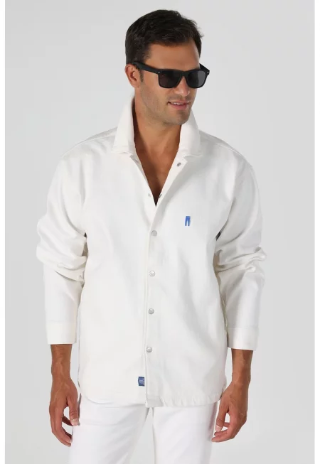 Дънково яке с копчета - Мръснобял