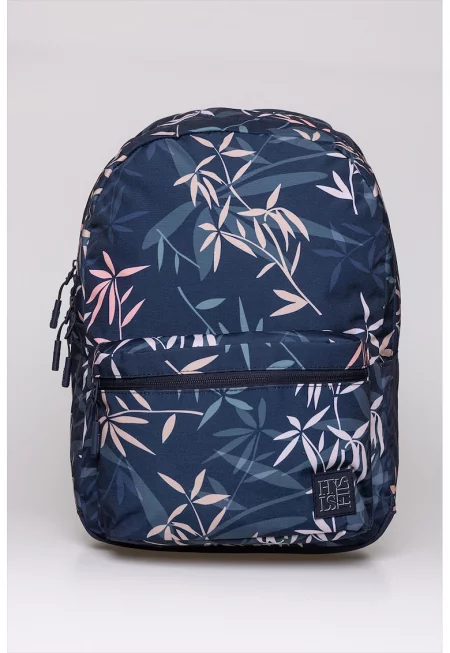 Десенирана раница Emma 25 с две отделения - Тъмносин/Бледо розово