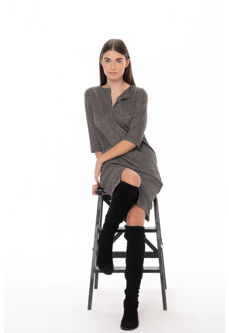 Десенирана рокля Ruby - Черен/Сиво-кафяв