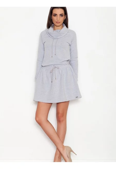 Дневна рокля  сива - ежедневна - с яка