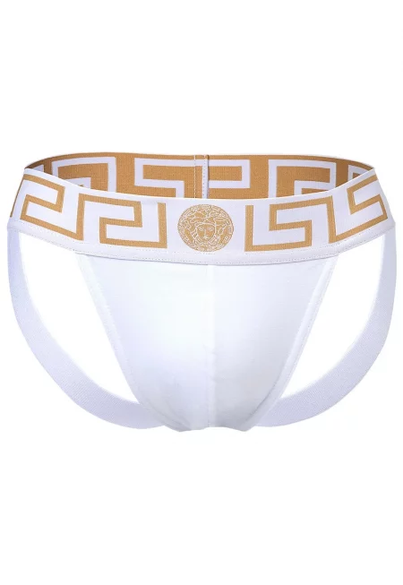 Джокстрап с лого - Бял/Златист