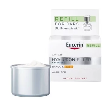 ЕУЦЕРИН ХИАЛУРОН ФИЛЪР дневен крем за всеки тип кожа SPF30 ПЪЛНИТЕЛ 50 мл.