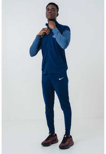 Футболен екип с цип и лого - Тъмносин