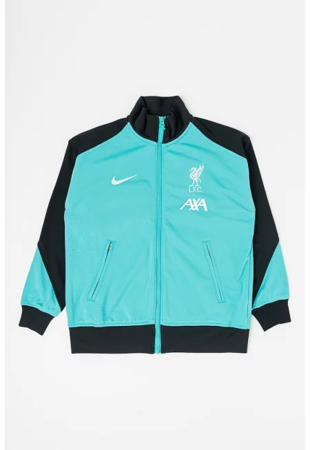 Футболно яке с цип - Черен/Ментово зелено