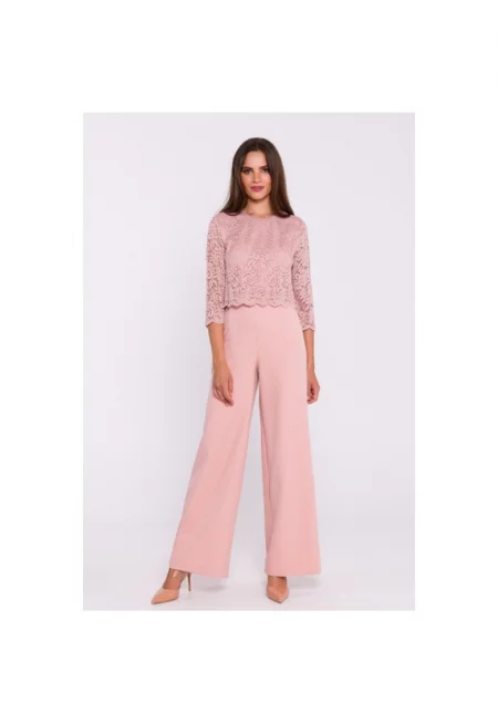 Гащеризон с широки панталони и дантелена горна част -