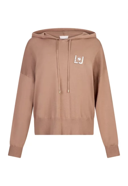 Худи с лого - Кафяв