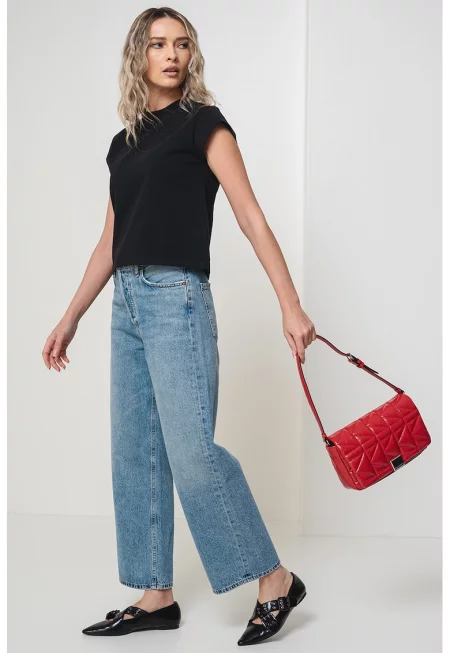 Капитонирана чанта за рамо Kuilt - Тъмночервен