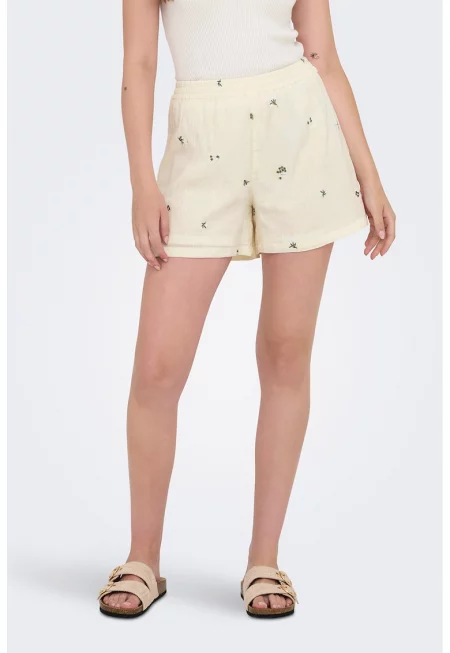 Къс памучен панталон с флорален десен