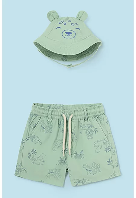 Къс панталон чино и шапка - Тъмносин/Ментово зелено