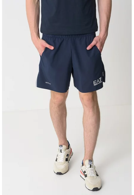 Къс панталон с еластична талия - Тъмносин