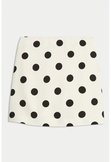 Къса пола на точки - Бял/Черен