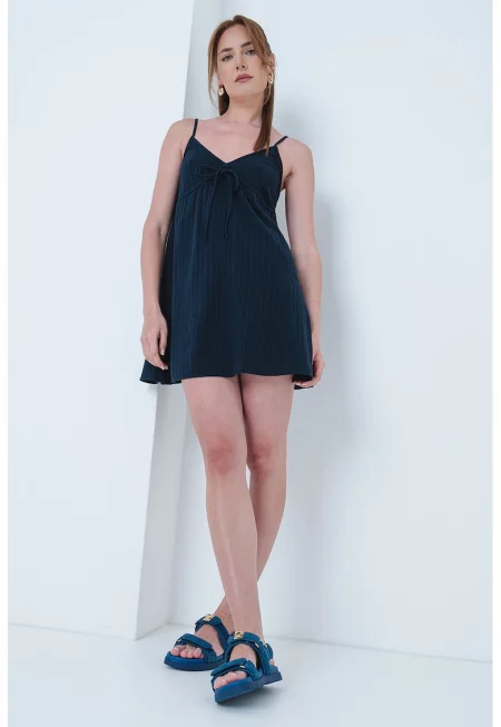 Къса рокля с регулируеми презрамки - Черен