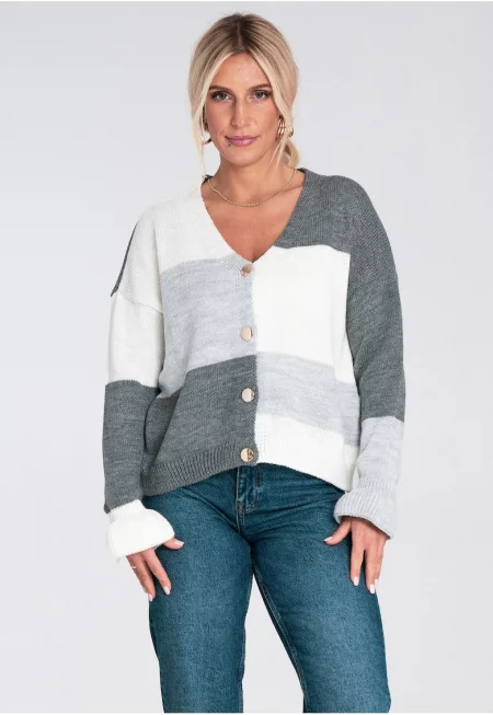 Къса сива жилетка  за жени - топла акрилна материя