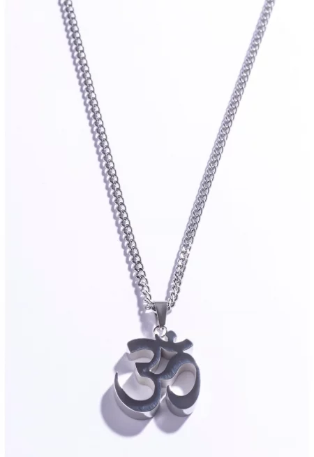 Колие от неръждаема стомана с висулка - Сребрист