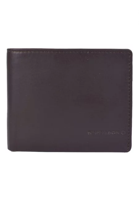 Кожен портфейл Brick Lane Myles с двойно прегъване - Тъмнокафяв