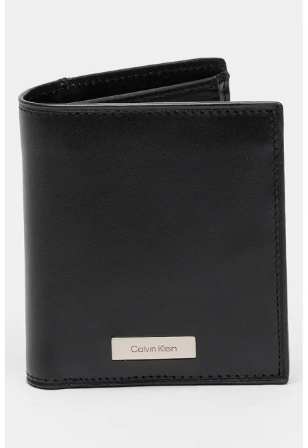 Кожен портфейл с тройно прегъване - Черен