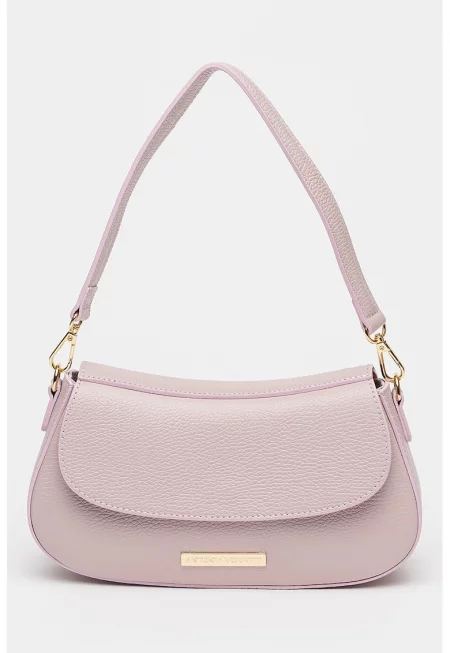 Кожена чанта през рамо - Лилав