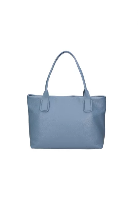 Кожена чанта с отделяща се презрамка - Светлосин