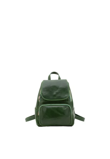 Кожена раница с регулируеми презрамки - Зелен