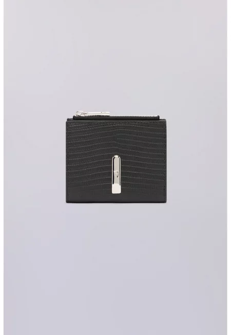 Кожено портмоне с капса - Черен