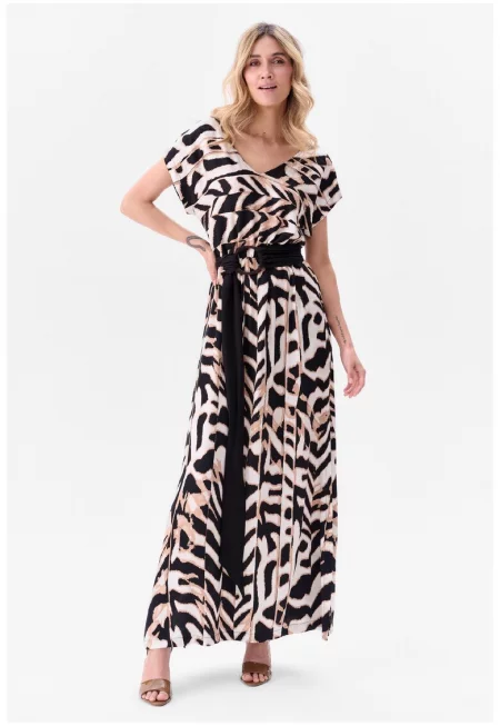 Макси рокля с кръстосани детайли на гърба Holdi