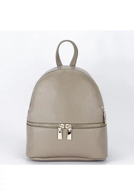 Малка раница от естествена кожа Ana 122 - Тъмнобежово