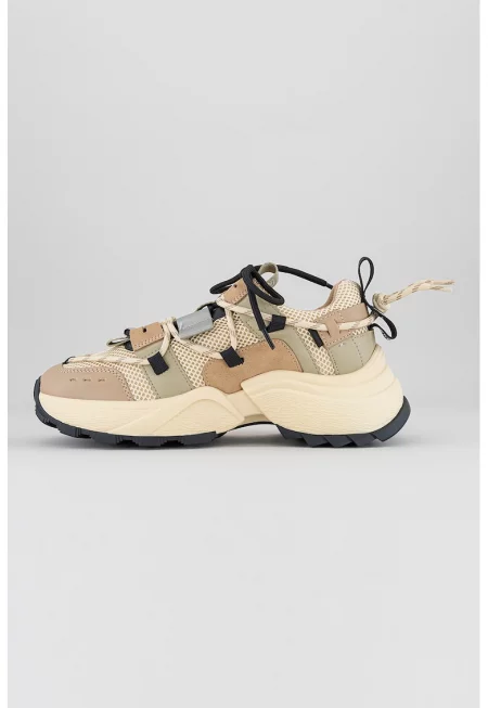 Масивни спортни обувки Tazmania с мрежа - Бежов