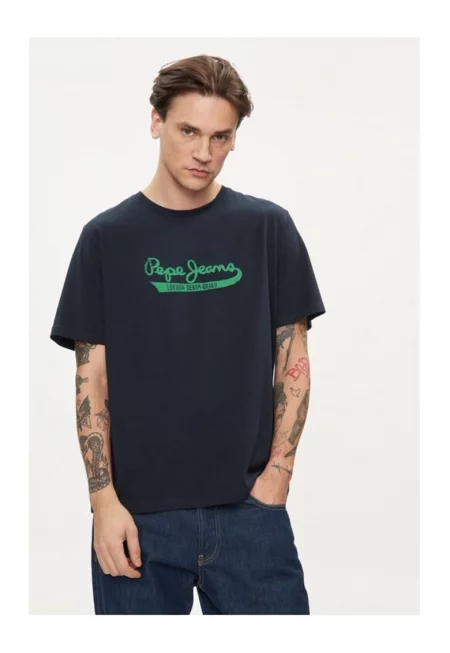 Мъжка тениска -  64527 - памук - тъмно синьо