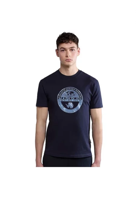 Мъжка тениска  SBOLLO SS NP0A4H9K-176 Тъмносиня памучна - Син/Тъмносин