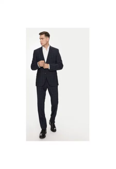Мъжки костюми -  304018701 - Вълна - Син